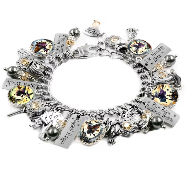 Witch Charm Bracelet, Wiccan Jewelry, Halloween Gifts Witch Core