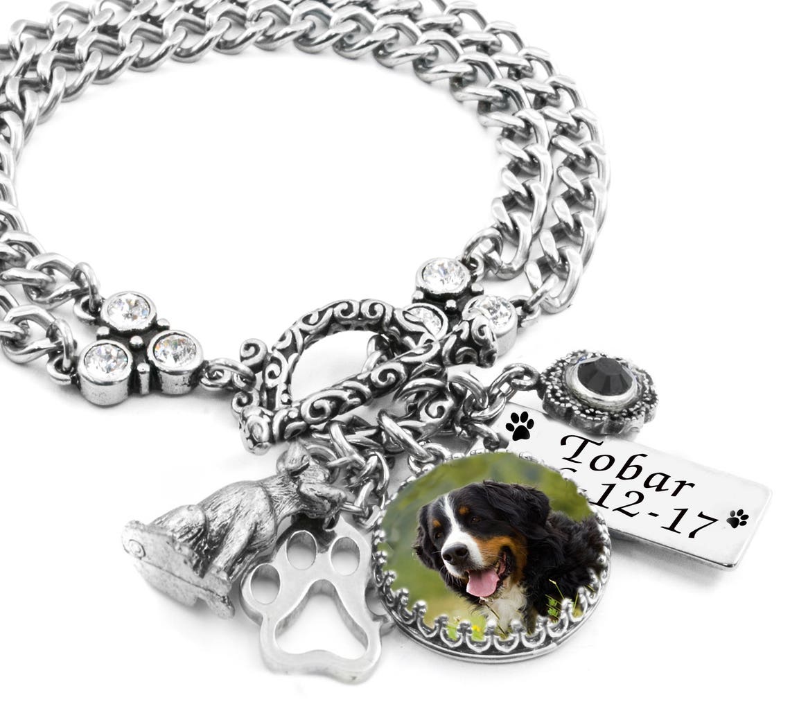 Personalized Dog Bracelet Dog Memorial Bracelet Photo Dog Etsy