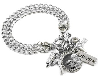 Personalized Cosmetologist Bracelet, Hair Stylist Jewelry, Hairdresser Beautician Charms