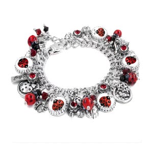 Ladybug Charm Bracelet, Lucky Love Bug Gift for Women Who Attract Good Fortune