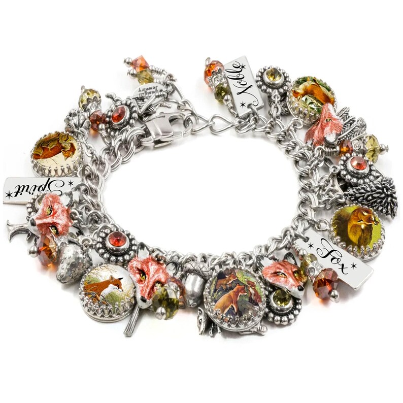 Fox Jewelry, Colorful Wild Animal Bracelet, Forest Charms image 6