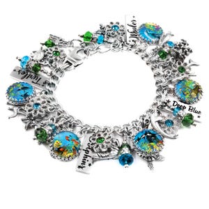Coral Reef Bracelet, Beach Lover Gift, Colorful Ocean Jewelry, Starfish, Seahorse, Turtle and Dolphins