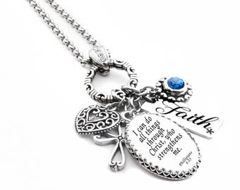 Personalized Religious Necklace, Custom Scripture Jewelry, Faith Pendant, Your Favorite Bible Verse