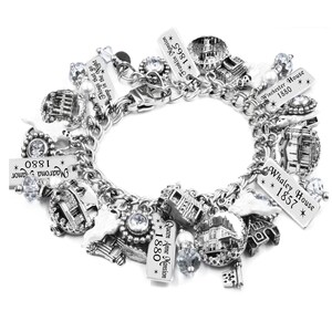 Haunted House Charm Bracelet – Ghost Jewelry with Vintage Mansions, Whaley House, Pearls & Crystals – Halloween Gift image 5