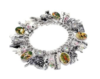 Nutcracker Charm Bracelet, Colorful Traditional Ballet Jewelry, Sugar Plum Fairy, Clara, Holiday Gifts