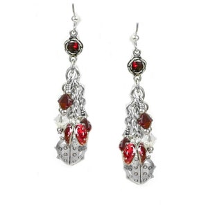 Colorful Lucky Ladybug Earrings, Ruby Crystals, Ear Posts or Ear Wire