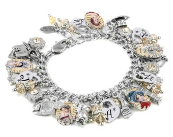 Jane Austen Bracelet, Book Lover Jewelry, Literary Charm Bracelet, Engraved Name