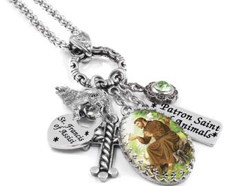 Saint Francis of Assisi the Patron Saint of Animals, Catholic Saint Necklace in Stainless Steel