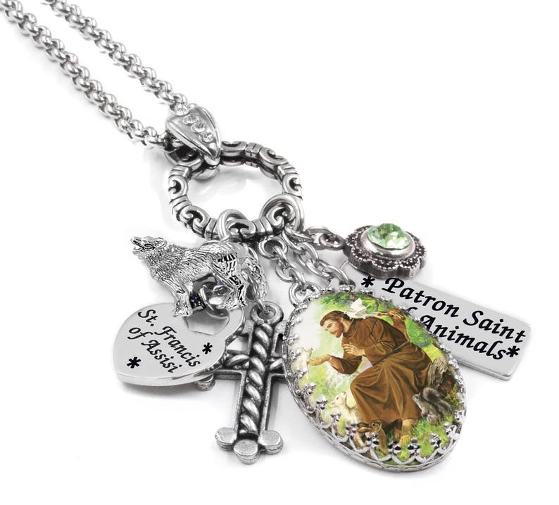 Saint Francis of Assisi the Patron Saint of Animals, Catholic Saint Necklace in Stainless Steel .br Saint Francis of Assisi the Patron Saint of Animals, Catholic Saint Necklace in Stainless Steel .br