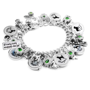 Personalized Pet Mom Bracelet, Dog Mom Bracelet, Dogs Lover Gift, choice of crystal and includes engraved image and name up to 7 pets