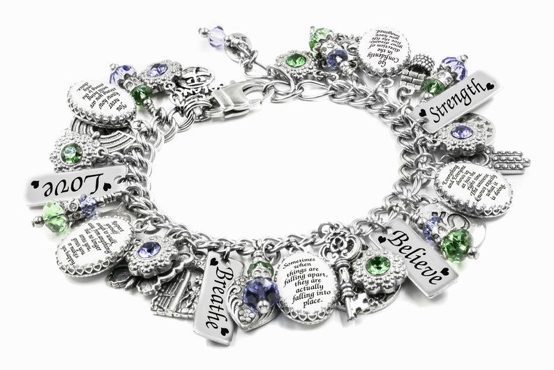 Personalized Quote Charm Bracelet choose your own quotes Inspirational Jewelry with Sayings