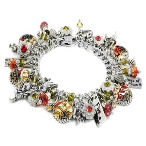 12 Days of Christmas, Holiday Jewelry, Partridge in a Pear Tree, Holiday Charm Bracelet,  Non Tarnish Stainless