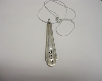 Spoon hidden - Spoon Necklace - Stamped JOY -  Spoon Handle Jewelry - Necklace - Vintage - Silver Chain - Silver Plated Necklace - Jewelry