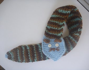 Knit CAT Scarf, SALE, Children Scarf, BABY Scarf, Scarf, Toddler Cowl, Crochet Neckwarmer, Fox Scarf,  Scarf, Tween Scarf, Cowl, Brown Scarf