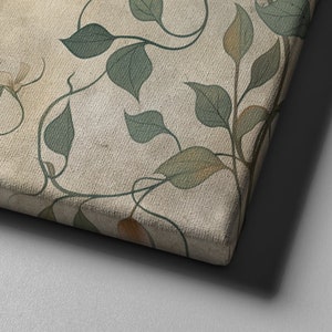 Flower Vines Wall Art, Textile Vines Canvas, Neutral Tones Print, Aesthetic Floral Botanical ...