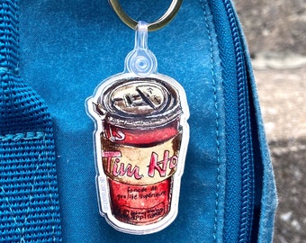 Tim Hortons KEYCHAIN - Acrylic Keychain - Art Designed by Me - LeanneLand Art - Double Double Coffee - LIMITED QUANTITIES