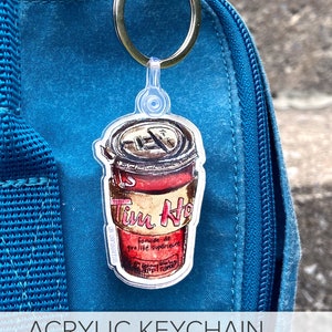 Tim Hortons KEYCHAIN Acrylic Keychain Art Designed by Me LeanneLand Art Double Double Coffee LIMITED QUANTITIES image 1