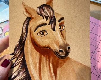 ART PRINT - Spirit Horse Illustration - Hand Signed - Created by Me - LeanneLand Art - Watercolor and Mixed Media Artist