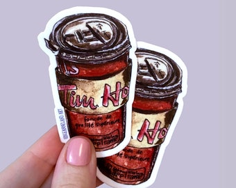 Tim Hortons Coffee STICKER SET - Large Vinyl Stickers - Art Designed by Me - LeanneLand Art - Bujo Bullet Journal - Double Double