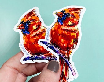 Cardinal Bird STICKER SET - Large Vinyl Stickers - Art Designed by Me - LeanneLand Art - Bujo Bullet Journal - Ontario Canada