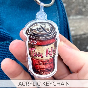 Tim Hortons KEYCHAIN Acrylic Keychain Art Designed by Me LeanneLand Art Double Double Coffee LIMITED QUANTITIES image 2