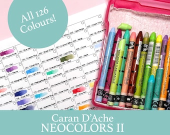 Caran D'Ache NEOCOLORS II Chart - All 126 Colours - Print and Colour - Easy Art Reference