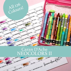 Caran D'ache 15 Neocolor I Wax Pastels DIY Color Swatch Book Style 1 