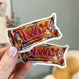 Twix Chocolate Bar STICKER SET - Grandi adesivi in vinile - Arte progettata da me - LeanneLand Art - Bujo Bullet Journal - Ontario Canada