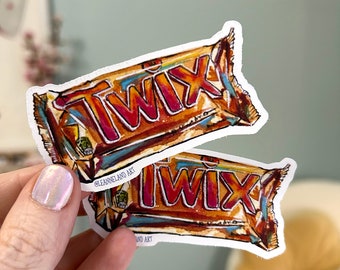 Twix Chocolate Bar STICKER SET - Large Vinyl Stickers - Art Designed by Me - LeanneLand Art - Bujo Bullet Journal - Ontario Canada