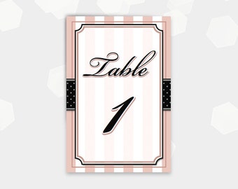 Paris Themed Table Number Cards - 1-30 - Birthday Party Shower Cocktail - DIY Printable - Instant Download