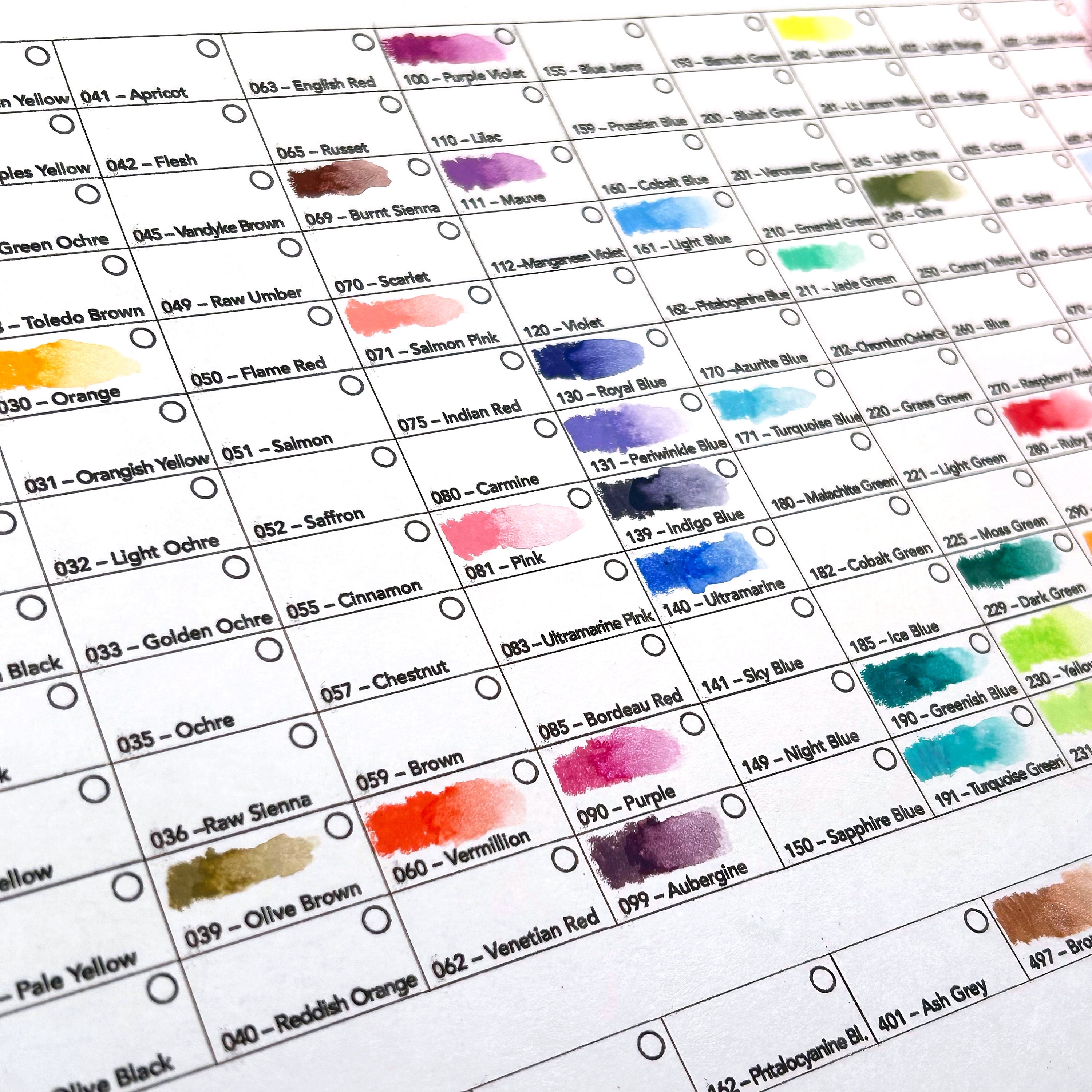 PRINTABLE Caran D'ache NEOCOLORS II Chart - All 126 Colours