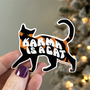 Karma Is A Cat STICKER Large Vinyl Sticker Art Designed by Me LeanneLand Art Bujo Bullet Journal Ontario Canada image 4
