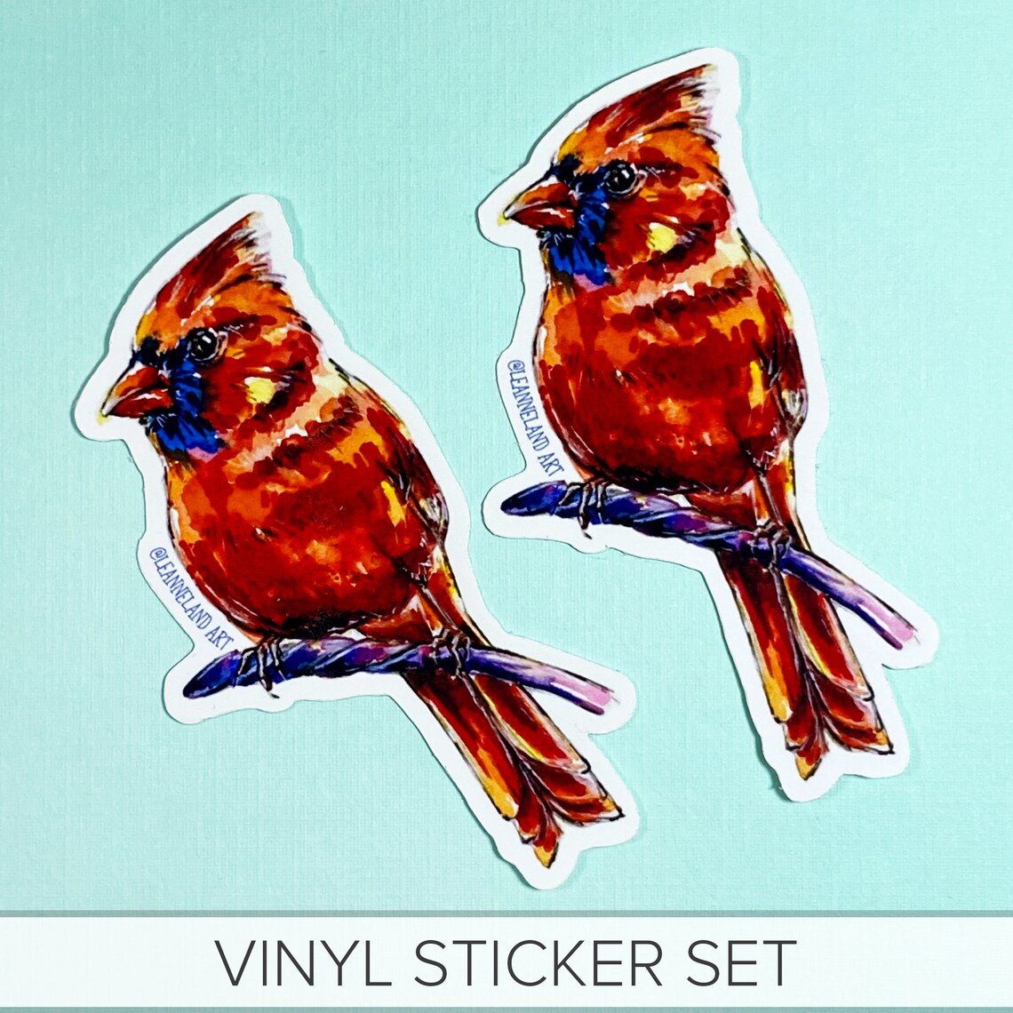 Cardinal Bird STICKER SET Large Vinyl Stickers Art Etsy