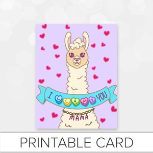 DIGITAL CARD Llama Mama Valentines Coloured Version Ready to Print DIY image 2