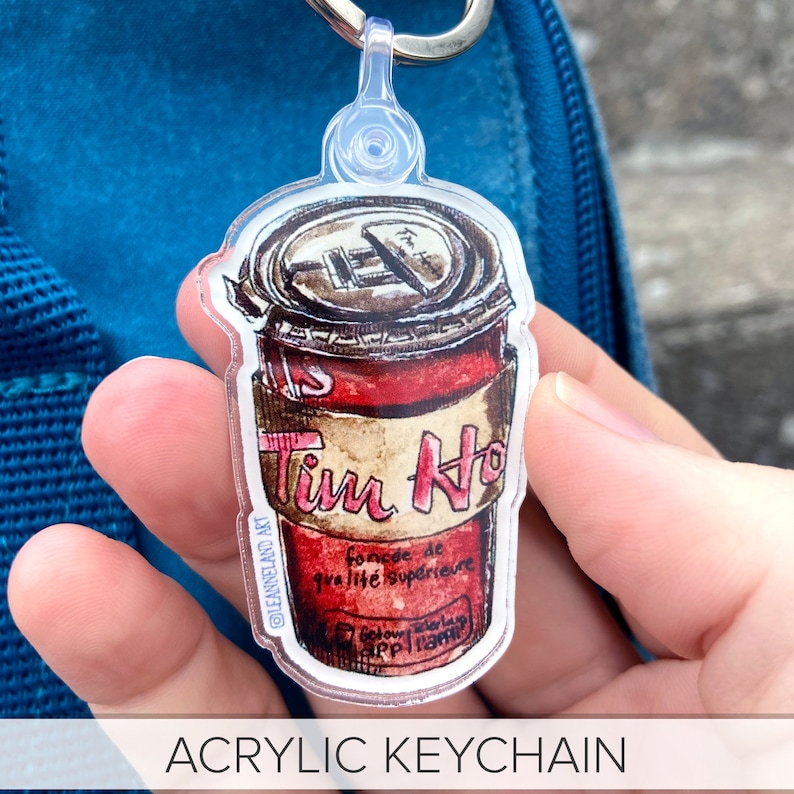 Tim Hortons KEYCHAIN Acrylic Keychain Art Designed by Me LeanneLand Art Double Double Coffee LIMITED QUANTITIES image 2