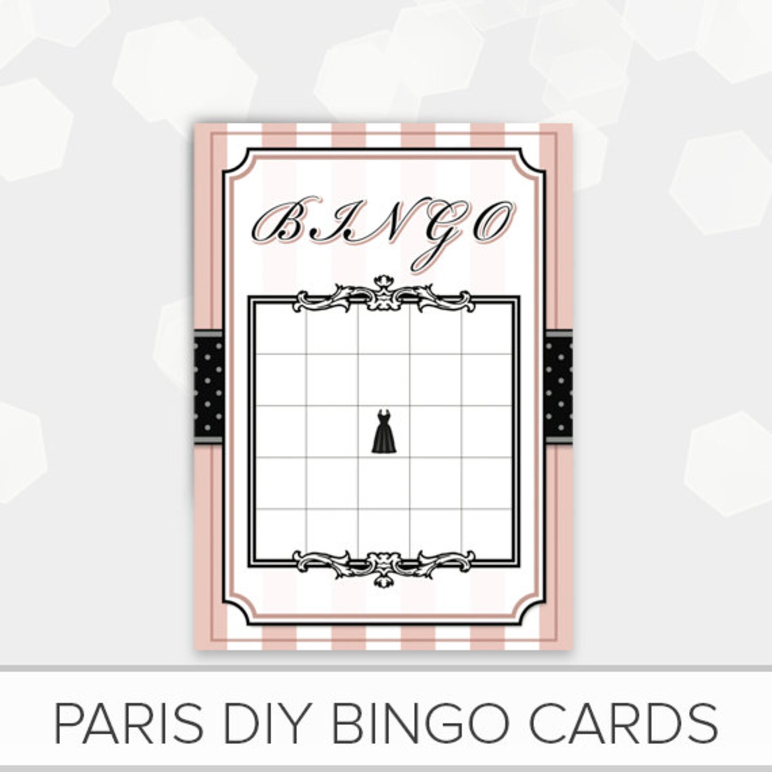 Paris Themed Bingo Game Cards Blank - DIY Editable PDF - Birthday Party ...