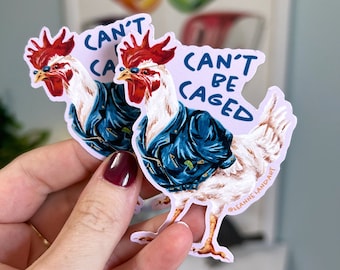 Can't Be Caged Chicken STICKER SET - Large Vinyl Stickers - Art Designed by Me - LeanneLand Art - Bujo Bullet Journal