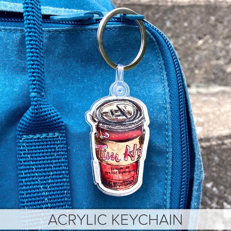 Tim Hortons KEYCHAIN Acrylic Keychain Art Designed by Me LeanneLand Art Double Double Coffee LIMITED QUANTITIES image 1