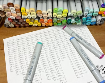 PRINTABLE COPIC Marker Chart - Full Marker Chart - Print and Colour - Easy Art Reference