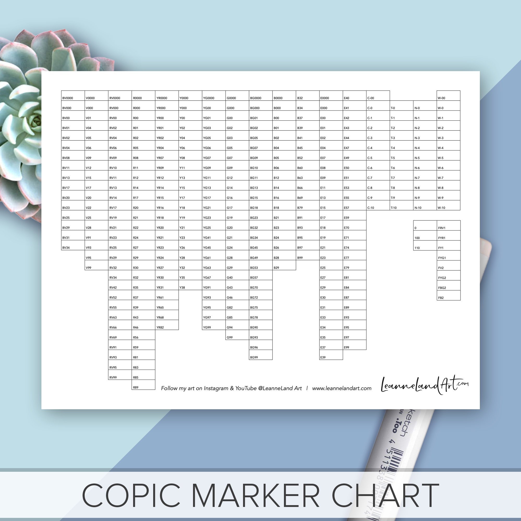 PRINTABLE COPIC Marker Chart Full Marker Chart Print and Colour Easy Art Reference - Etsy printable-copic-marker-chart-full-marker-chart-print-and-colour-easy-art-reference-etsy