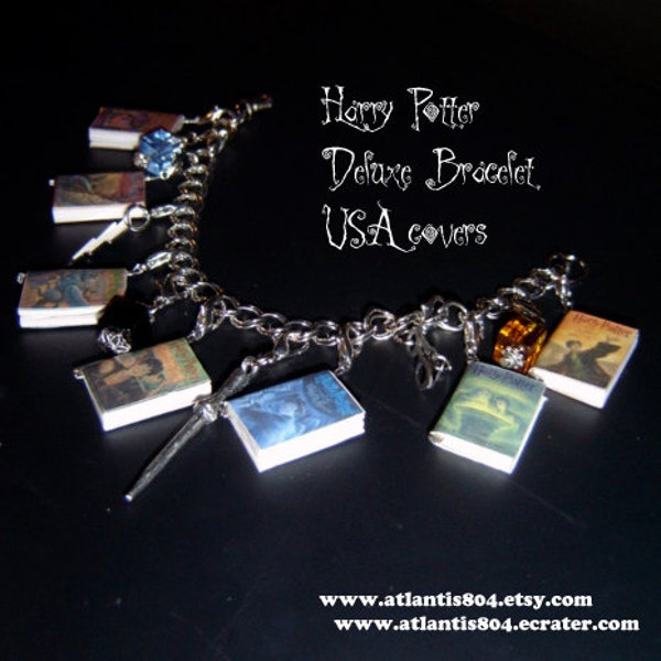 Harry Potter Mini Book Deluxe Charm bracelet  (etsy)