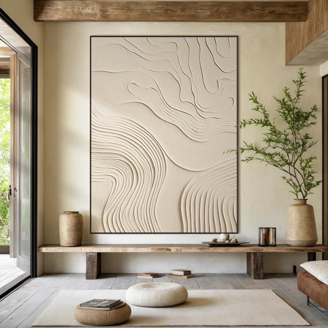 Photo inspiration: Fresh Look at Beige Wabi Sabi Wall Art Beige Abstract Canvas Painting Large
