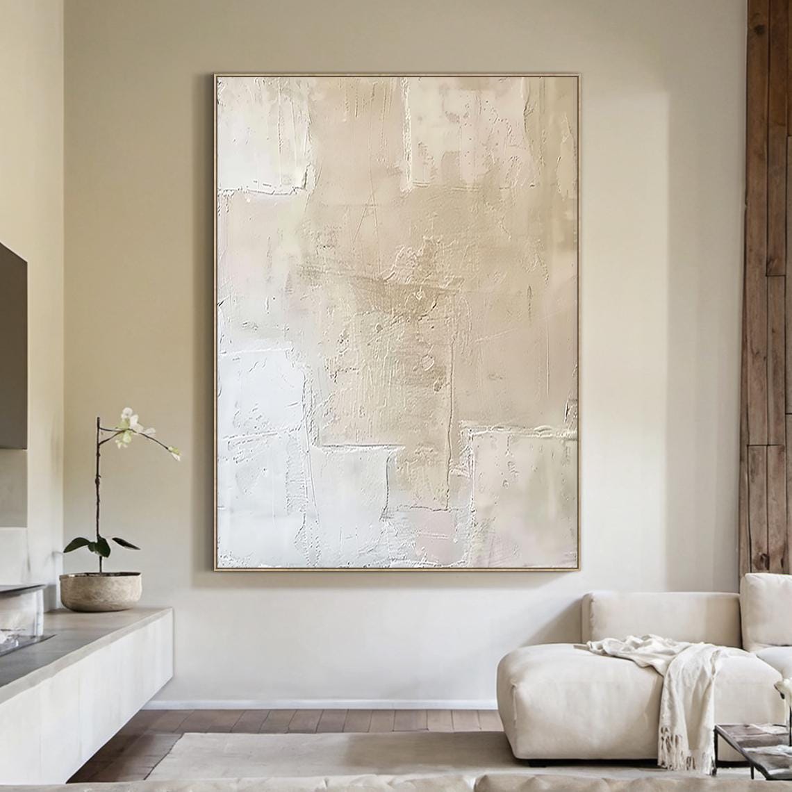 Beige Texture Wall Art Modern Neutral Abstract Painting, 3D Plaster ...