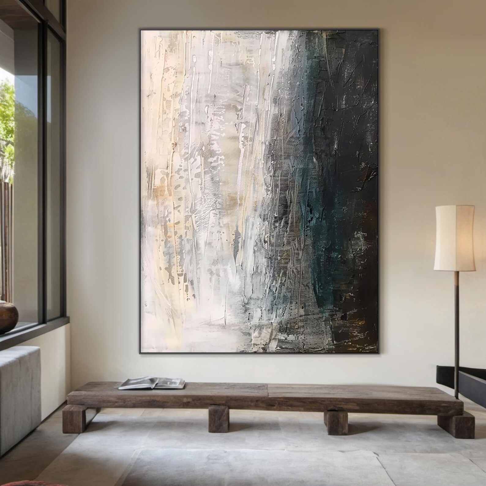 Large Black Abstract Minimalist Oil Painting | Black Abstract Art ...
