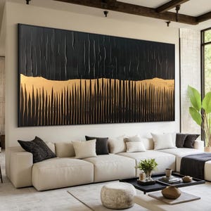 Fashion Wall Decor Beige Wabi Sabi Wall Art Black Beige Abstract Painting Large Black Minimalist Wall Art Beige Textured Canvas Painting