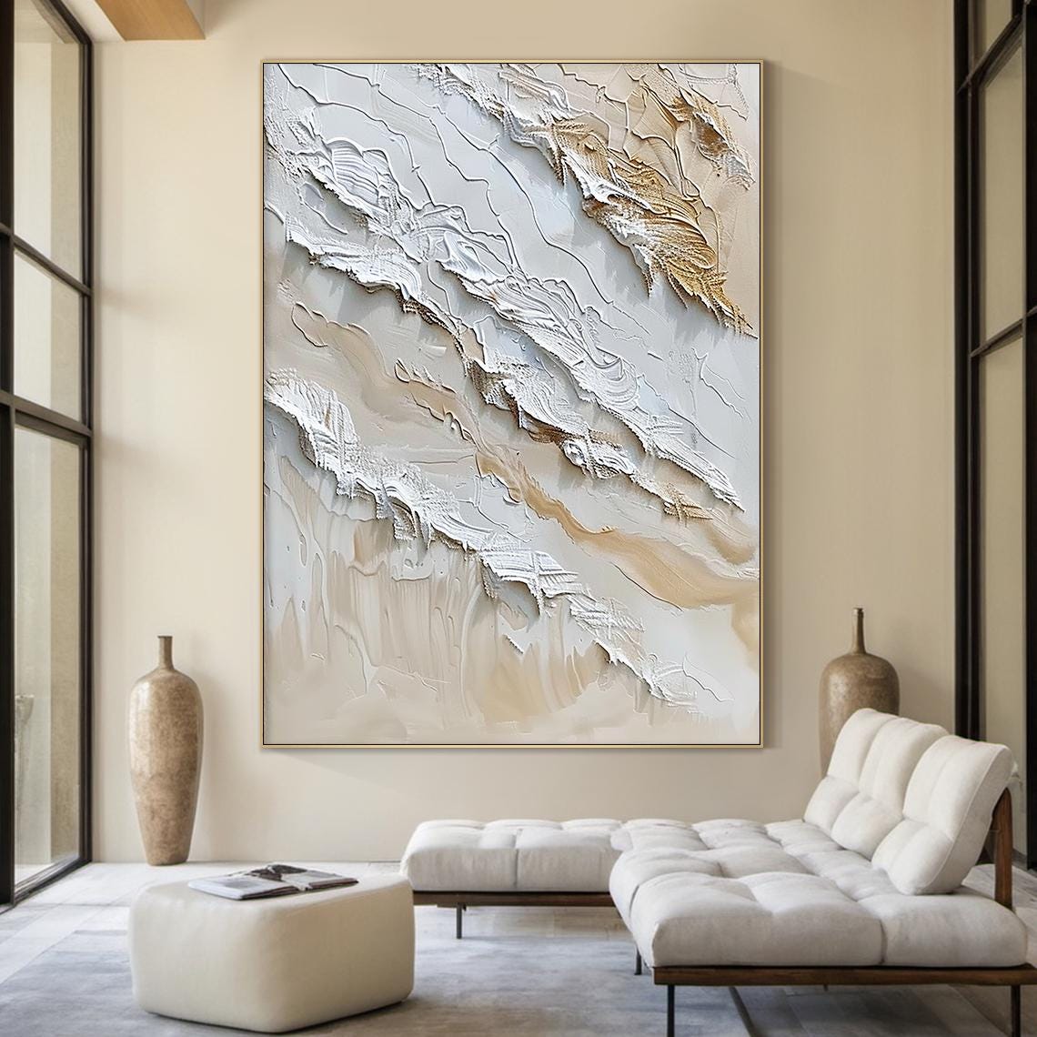 Beige Wall Decoration Art, Large Beige Minimalist Wall Decoration Art ...