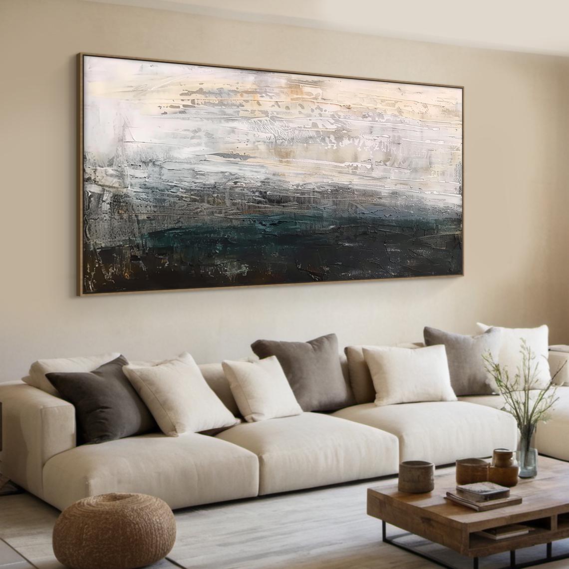 Large Black Abstract Minimalist Oil Painting | Black Abstract Art ...