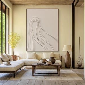 Large beige abstract painting, beige wabi-sabi minimalist wall art, beige abstract art, contemporary art, modern apartment wall decor