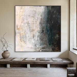 Large Black Abstract Minimalist Oil Painting | Black Abstract Art ...