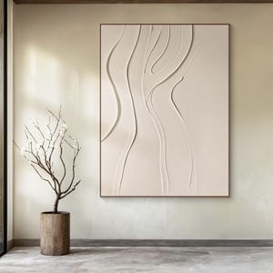 Large beige abstract painting, beige minimalist wabi-sabi wall art, beige abstract art, contemporary art, modern home decor